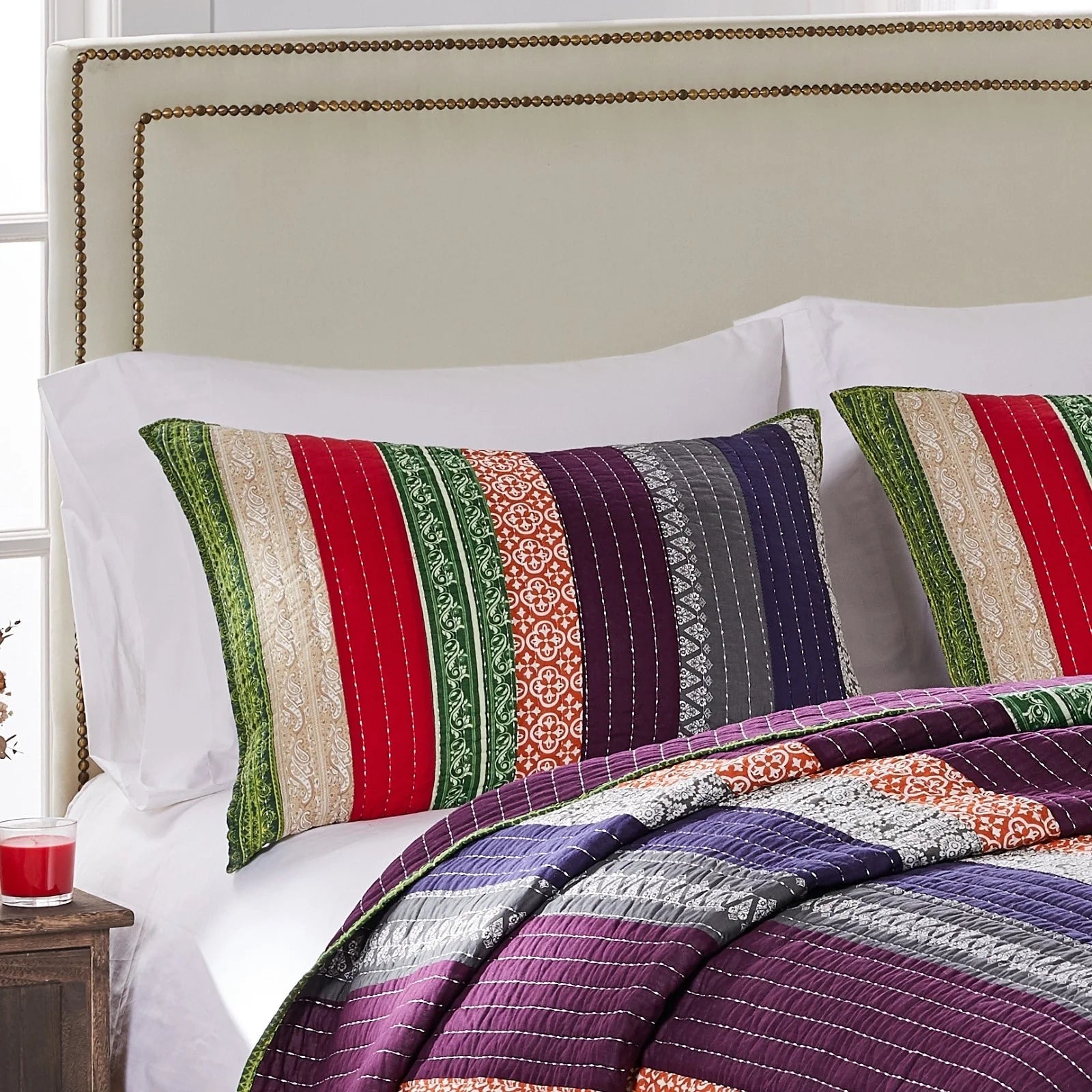 Cotton Stripe Bohemian Quilt Set Carnival Twin Adult